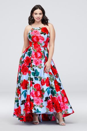 Floral-Printed Plus Size Ball Gown ...